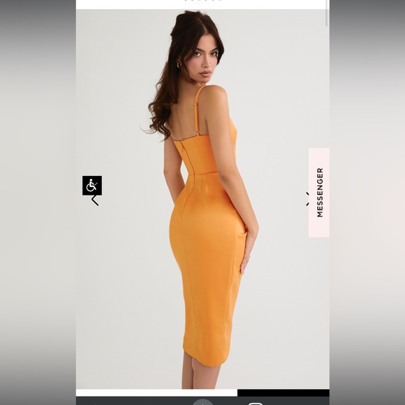HOUSE OF CB BIANCA New Tangerine Orange Satin Corset Midi Dress XS Regular Cup - Picture 8 of 10